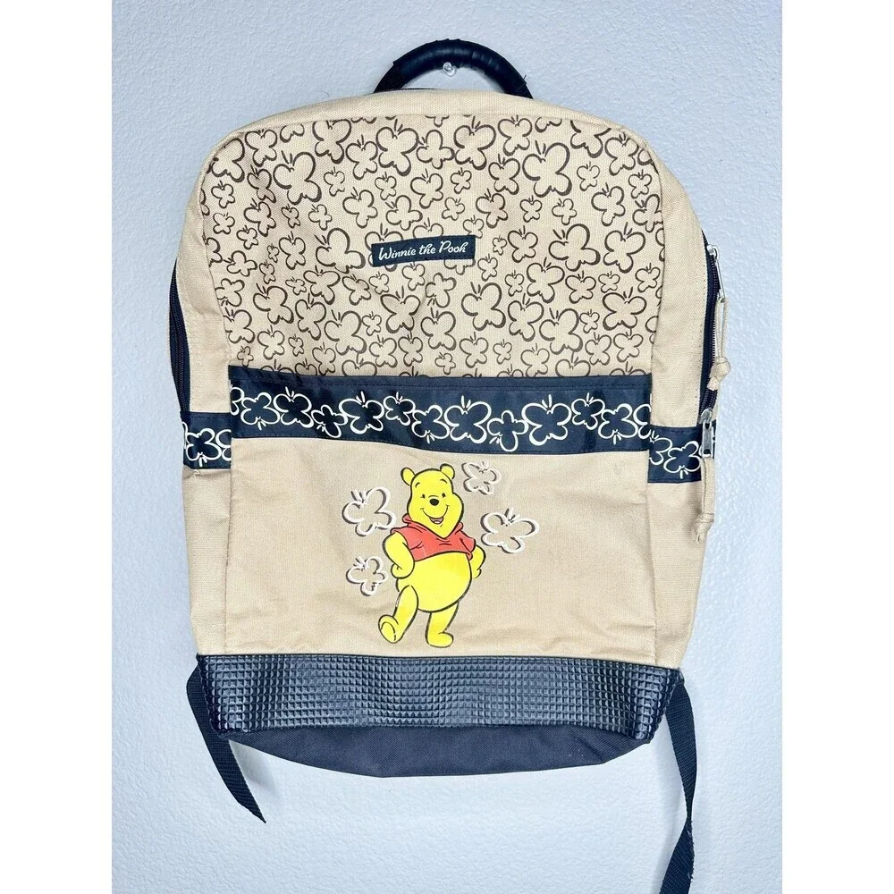 Winnie The Pooh Beige Backpack Soft Case Adjustable Straps Girls Daypack School